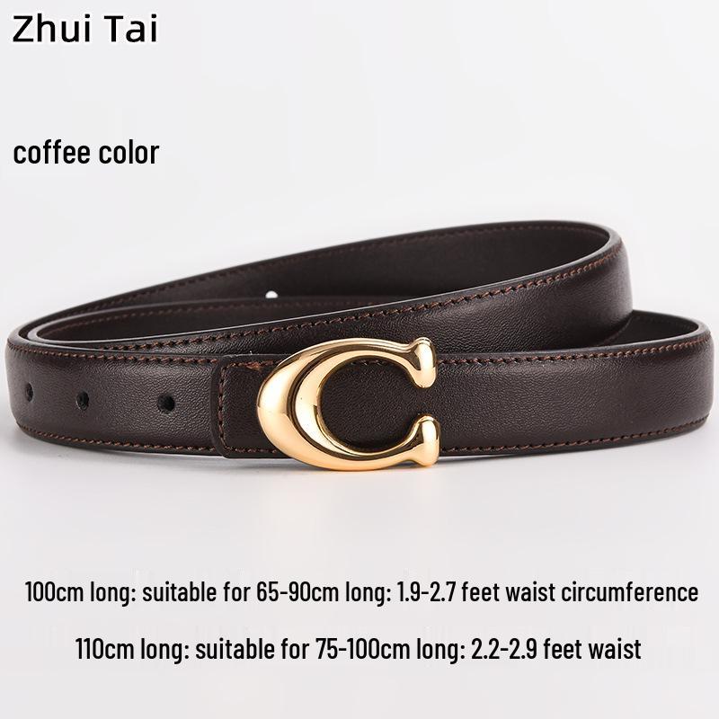 New Women's Smooth Buckle Belt - Alloy Fashion Letter Leather Waist Belt, Korean Style Trend