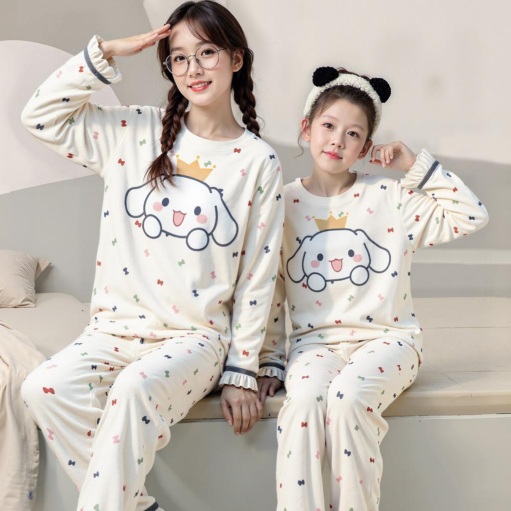 Kids Flannel Pajamas Set Boys Girls Warm Long Sleeve Top And Pants Sleepwear Winter Home Nightwear