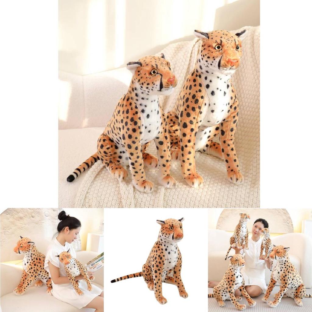 Реалистичная плюшевая игрушка Леопард Мягкая набивная кукла Гепард для детей и коллекционеров
