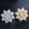 CMM Jewelry Designer Big Flower Yellow Gold Color Luxury Cubic Zirconia Engagement Wedding Rings Jewellery for Women