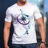 Summer Fashion Casual Trend Compass Anchor Funny Man T-shirts Hip Hop 3D Print Harajuku Personality Round Neck Short Sleeve Top