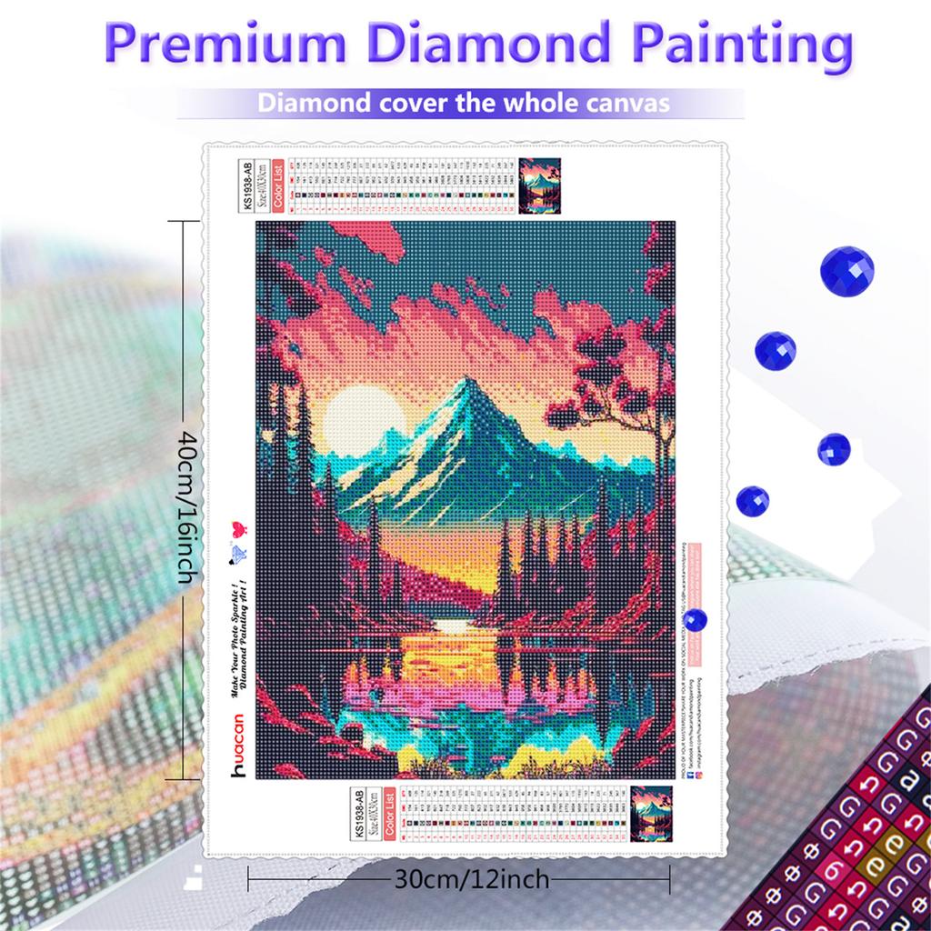 HuaCan Алмазная картина DIY Kit Ландшафтная картина Полная круглая дрель Мозаика Ночной вид Картины Вышивка Домашний декор