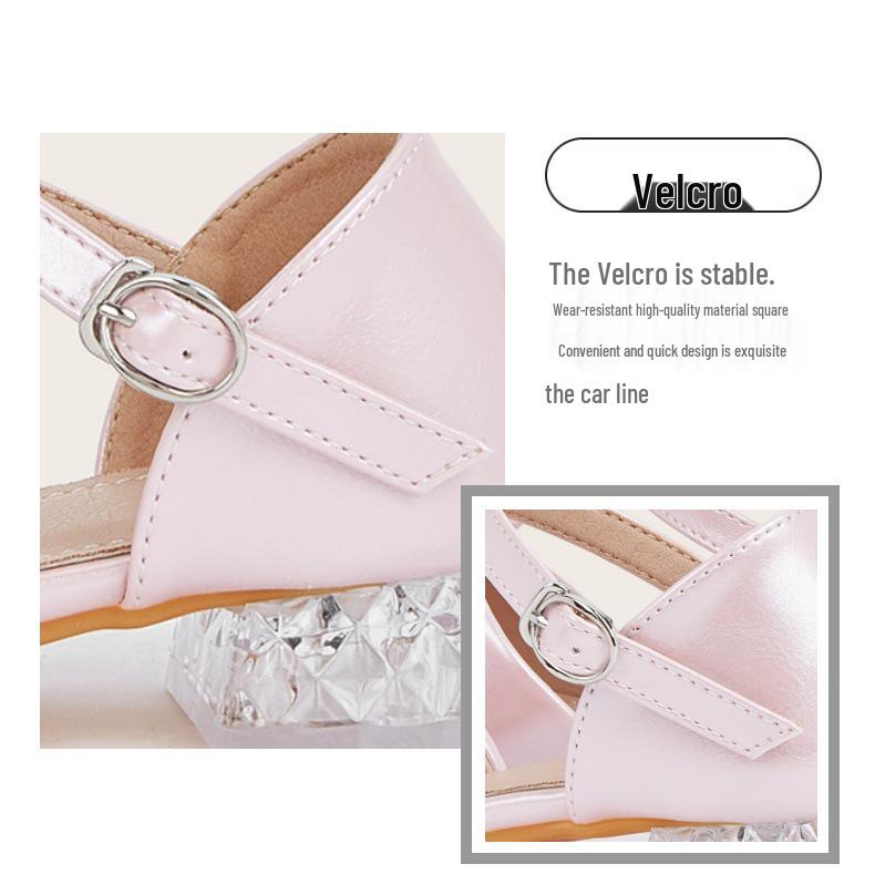 Стильные туфли-босоножки на высоком каблуке с камелиями для девочек 2025 - Туфли принцессы для ношения на улице