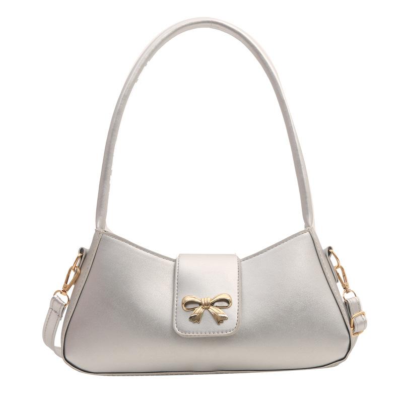 2024 весна новый темперамент простая маленькая сумка с бантом женская сумка подмышкой универсальная сумка через плечо женская