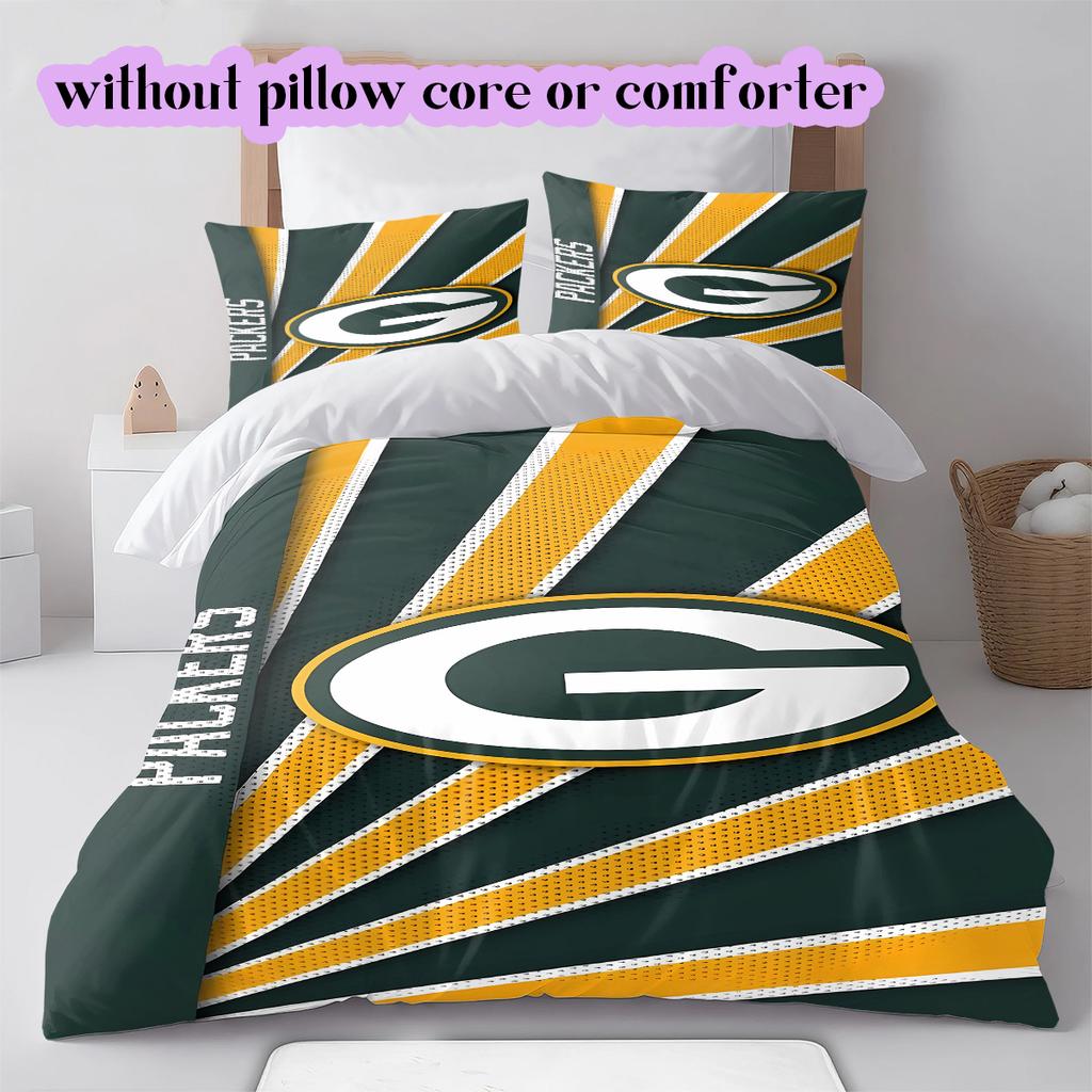 football Logo Pattern Bedding Quilt Set Quilt Cover Pillowcase Home Decoration Birthday Gift (1*duvet cover+ 2*pillowcase, without core)