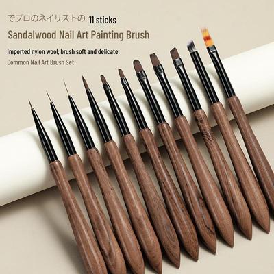 Набор кистей для нейл-арта из японского сандала с градиентным омбре и круглой головкой для гелевой росписи