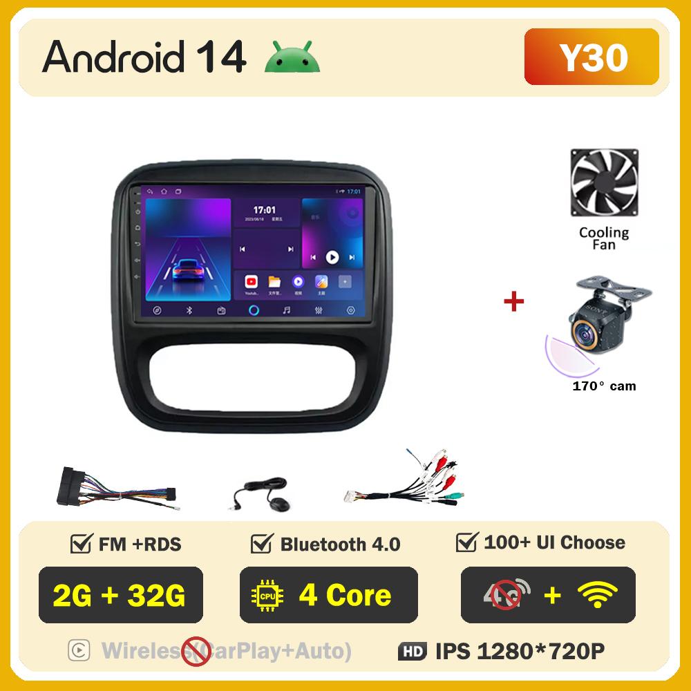 Android 14 интеллектуальные автомобильные системы для Renault Traffic 3 2014 - 2021 для Opel Vivaro B 2014 - 2018 автомобильный радиоплеер стерео головное устройство