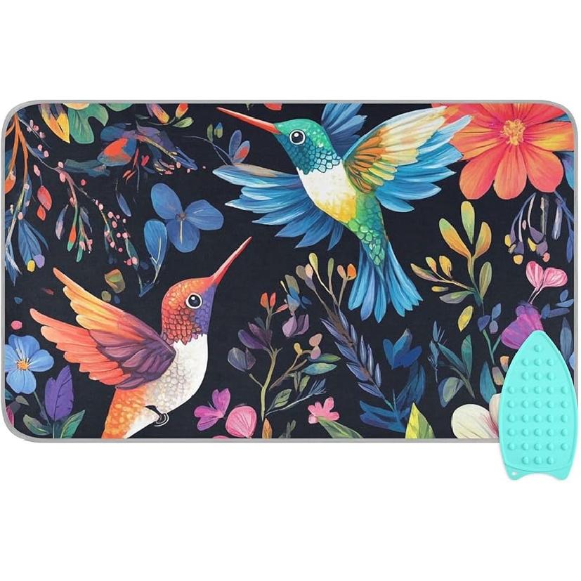 Коврик для глажки для стола Портативное дорожное одеяло для глажки Чехлы для гладильной доски Коврик для прессования Подушки для термопресса 27,6x47,2 дюйма Серые цветы