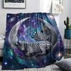 1PC Giraffe Moon Night New Patterned Flannel Blanket High quality All Seasons for Lunch Break Warmth and Comfort Halloween Gifts Ideal Gift