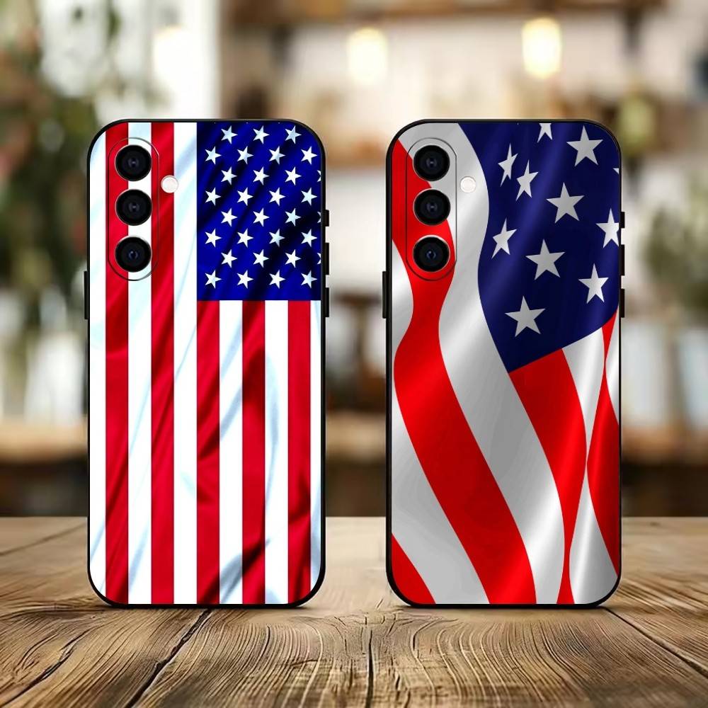 The American flag Phone Case Black Silicone Soft For Samsung Galaxy A73,A72,A71,A70,A53,A52,A51