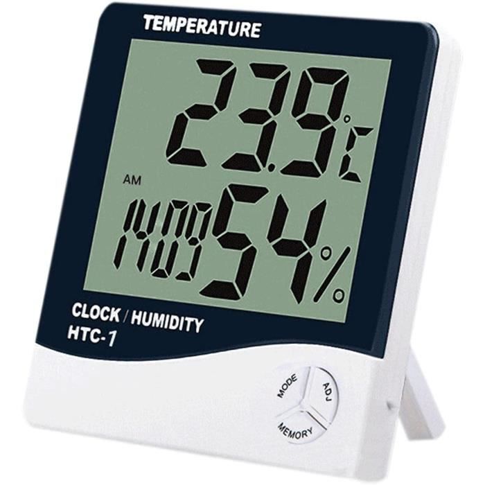 Thermomètre d'intérieur - Moniteur numérique - Haute précision - Écran LCD - Fonction réveil