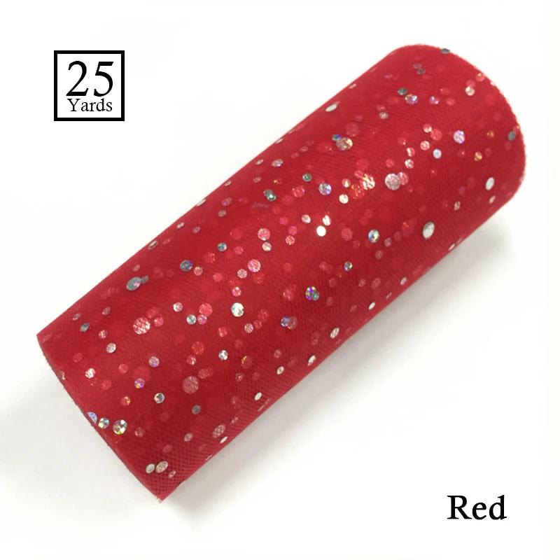 25 Yards 15cm Glitter Sequin Tulle Roll Fabric Wedding Decoration Organza Laser DIY Crafts Birthday Party Supplies