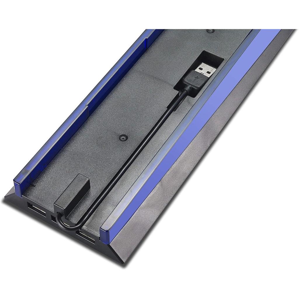 Stand with HUB & Blue Light for PS4, Blue Led Light Vertical Stand Base with 3 USB HUB Port for Sony Playstation4 PS4 Console