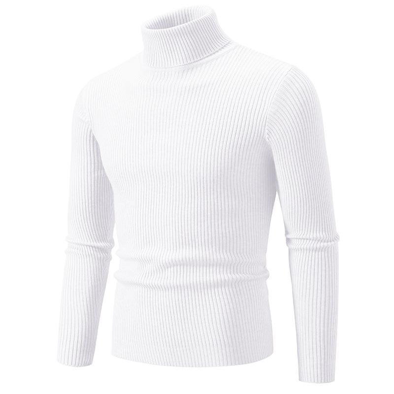 Autumn Winter Men's Turtleneck Sweater Solid Color Knit Pullovers Men