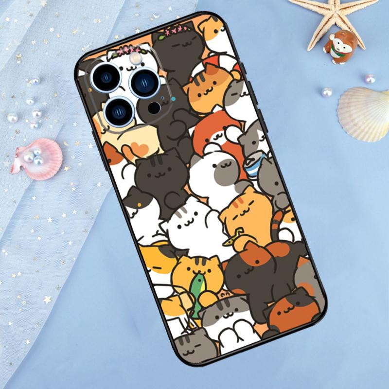 Милый Мультяшный Кот Чехол для Телефона Для iPhone 15 16 Pro Max 13 11 12 14 Pro Max XR XS X 7 8 Plus 12 13 Mini Чехол