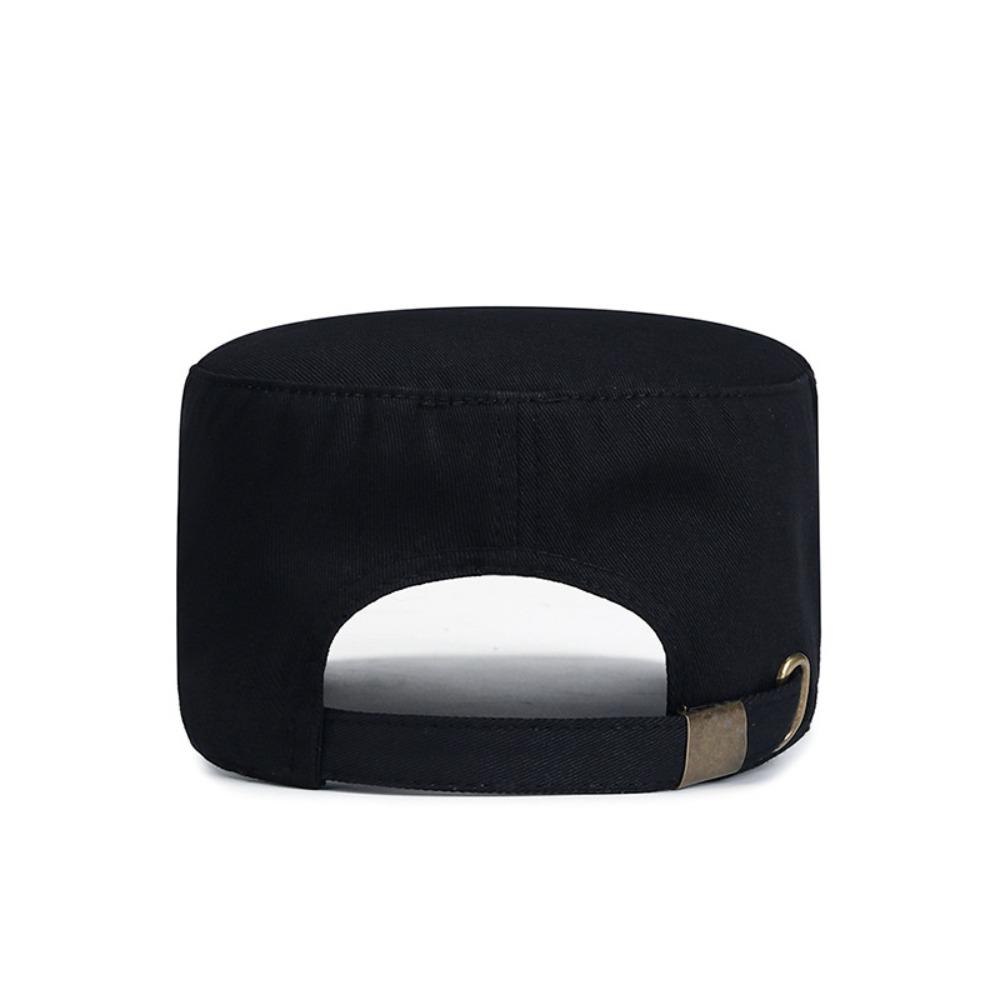 Solid Flat Top Hat Simple Cadet Hat Men Fashion Adjustable Baseball Cap Sunscrean
