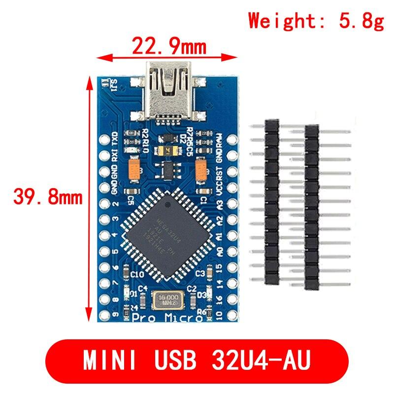 Оригинальный чип Pro Micro ATmega32U4 5 В 16 МГц, замена ATmega328 для Arduino Pro Mini с 2-рядным контактным разъемом для Leonardo UNO R3