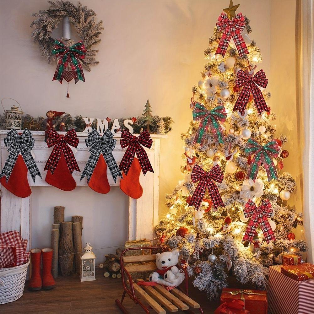 2 рулона/набор Декоративная красно-черная клетчатая лента Рождественская лента для упаковки подарков Для упаковки подарков