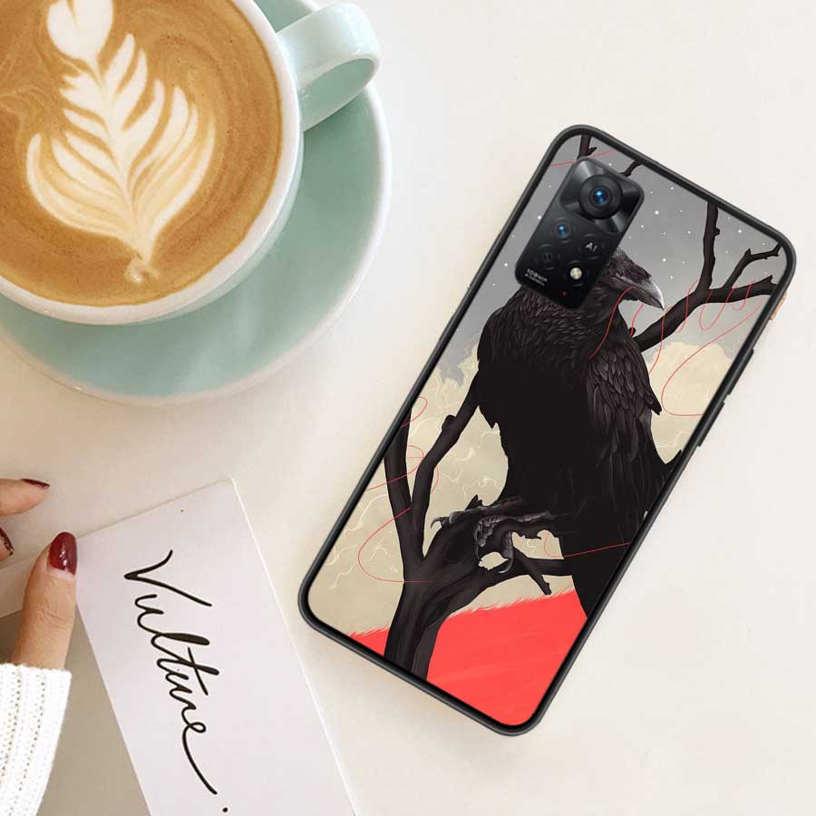 Чехол для телефона с рисунком черепа ворона для Xiaomi Redmi Note 12 Plus 12S 11 11T Pro 5G 11E 11S 4G 10 10S 9 9S 9T 8 8T 7 6 5 Cover S