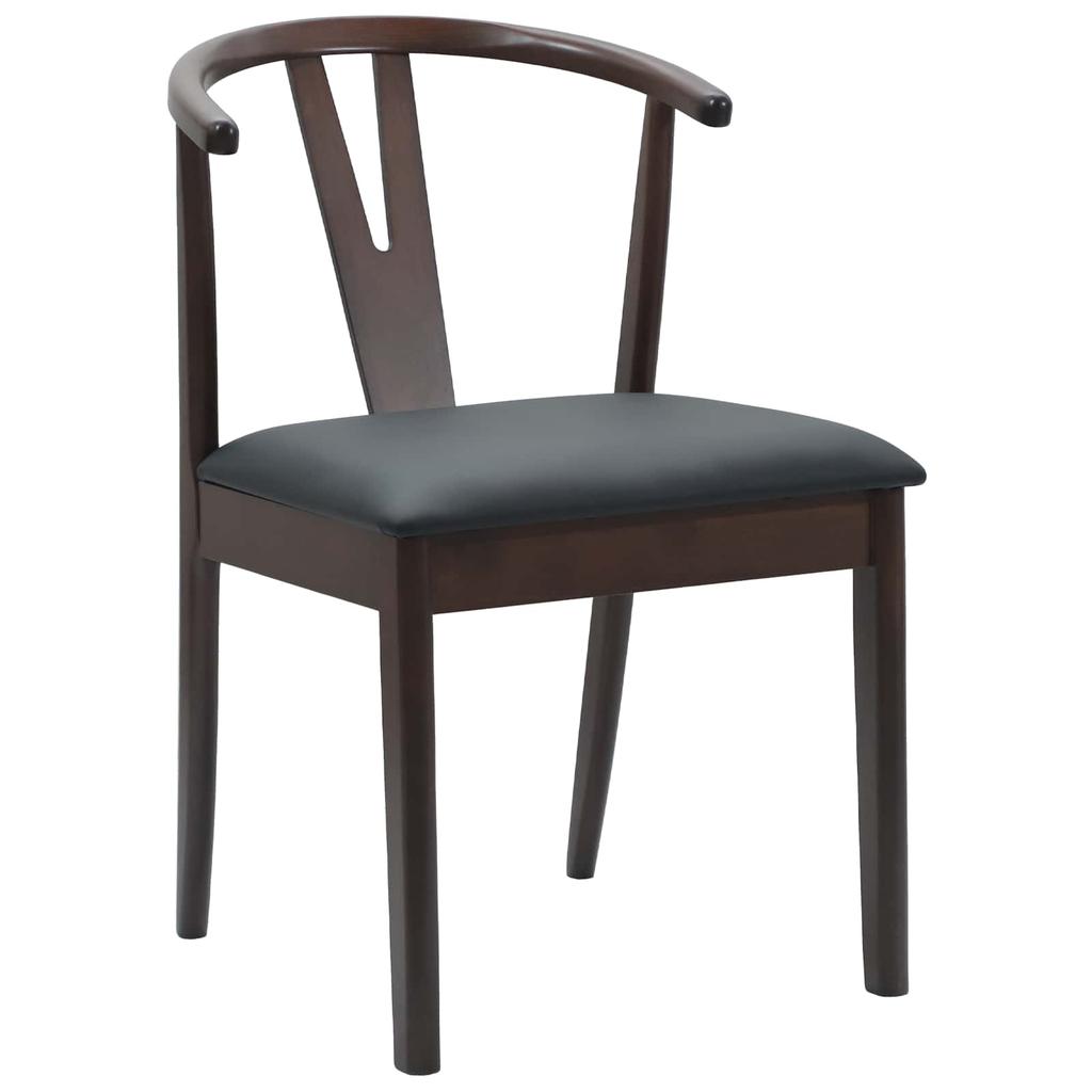 Dining Chair Set of 2 Light Brown and Black Solid Rubberwood