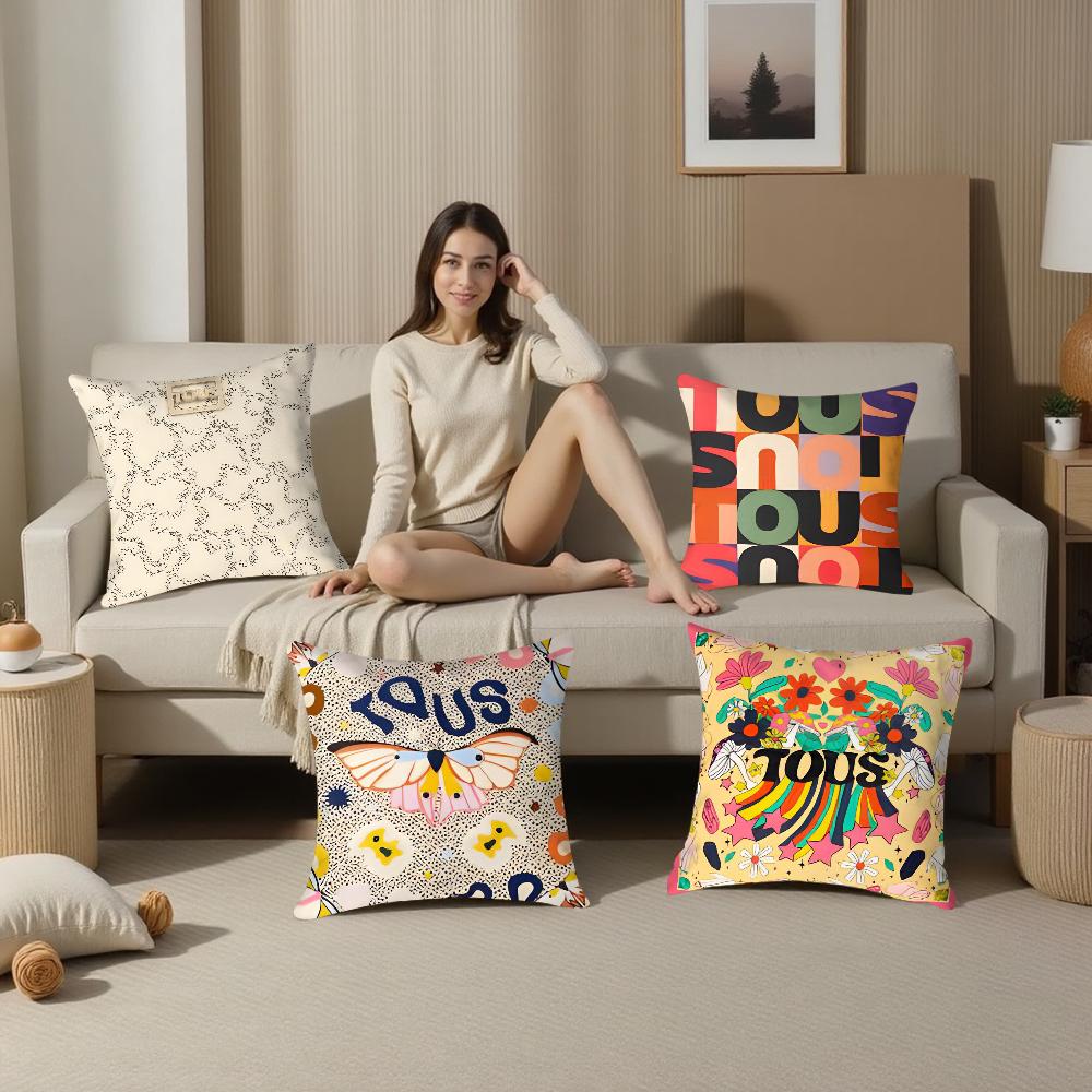 CRAFTED WITLOVE T-tous Pillow Case Plush Fabric Soft Double Sided Print Sofa Cushion Cover Throw Pillow Covers