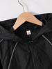 Girls 8-12Y All Season Casual Jacket, Raglan Long Sleeve Zip Up Short Coat with Reflective Stripe, Lightweight Outdoor Running Cycling Sportswear