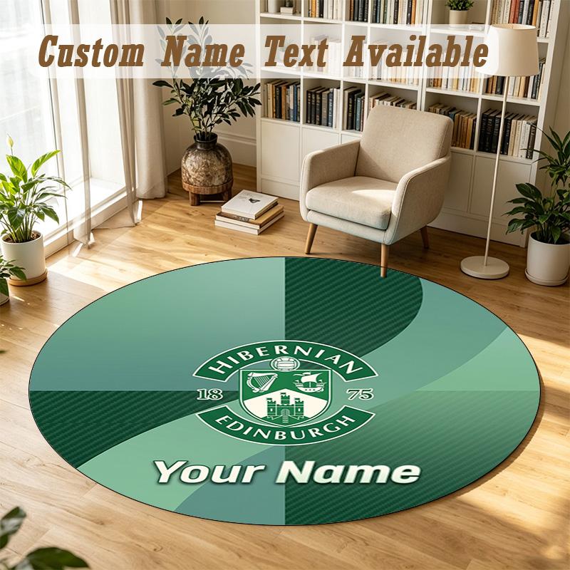 Round Rug Custom NameHibernian FC Pattern Non Slip Carpet Home Floor Decor
