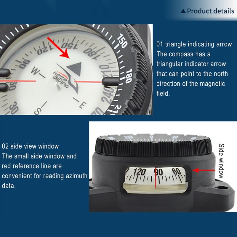 Браслет-компас, часы 50 м, сбалансированный водонепроницаемый светящийся портативный компас, компас для подводного плавания с аквалангом и навигация