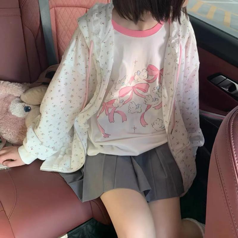 Kawaii кролик графический розовый футболки женские японский стиль Y2k милый мультфильм футболки Harajuku милые топы с короткими рукавами летние