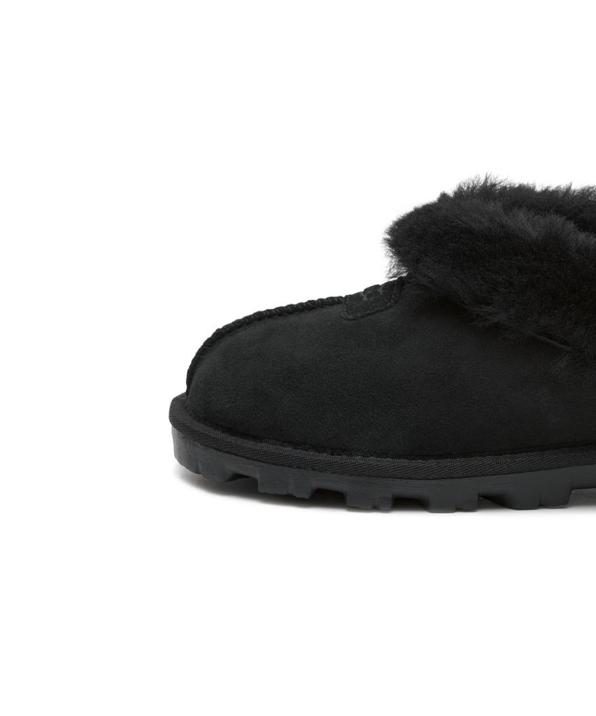 Ugg [Женские] Замшевые тапочки с меховым воротником (Кокетка) - Черный / 5125Blk