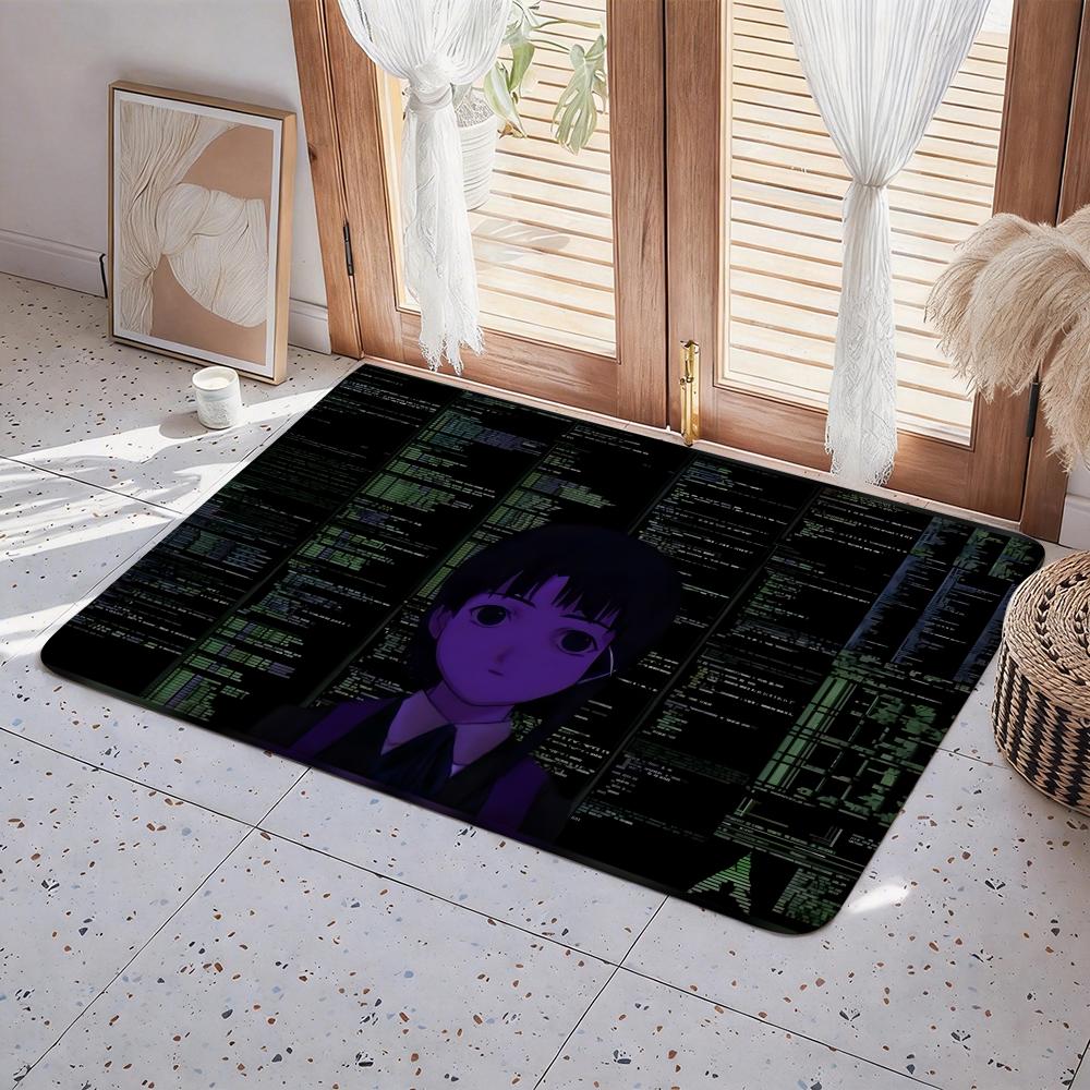 Anime S Serial experiments lain Floor Mat Eco Flannel Doormat Non Slip Odorless Indoor Floor Rug Soft Short Plush Home Mat