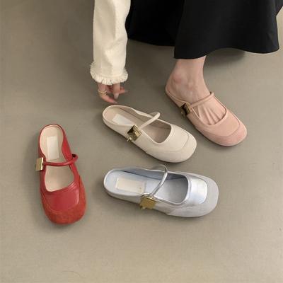 Женские полутапочки Baotou, женская летняя одежда, розовые сандалии, нежный волшебный ветер, французский вечер, мягкая плоская подошва, швабра Muller