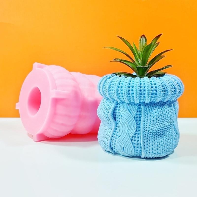 Hat Shape Vase Resin Molds Silicone Mold for Knitted Hat Shaped Gypsum Flower Pot Mold Home Ornament Vase Resin Mold