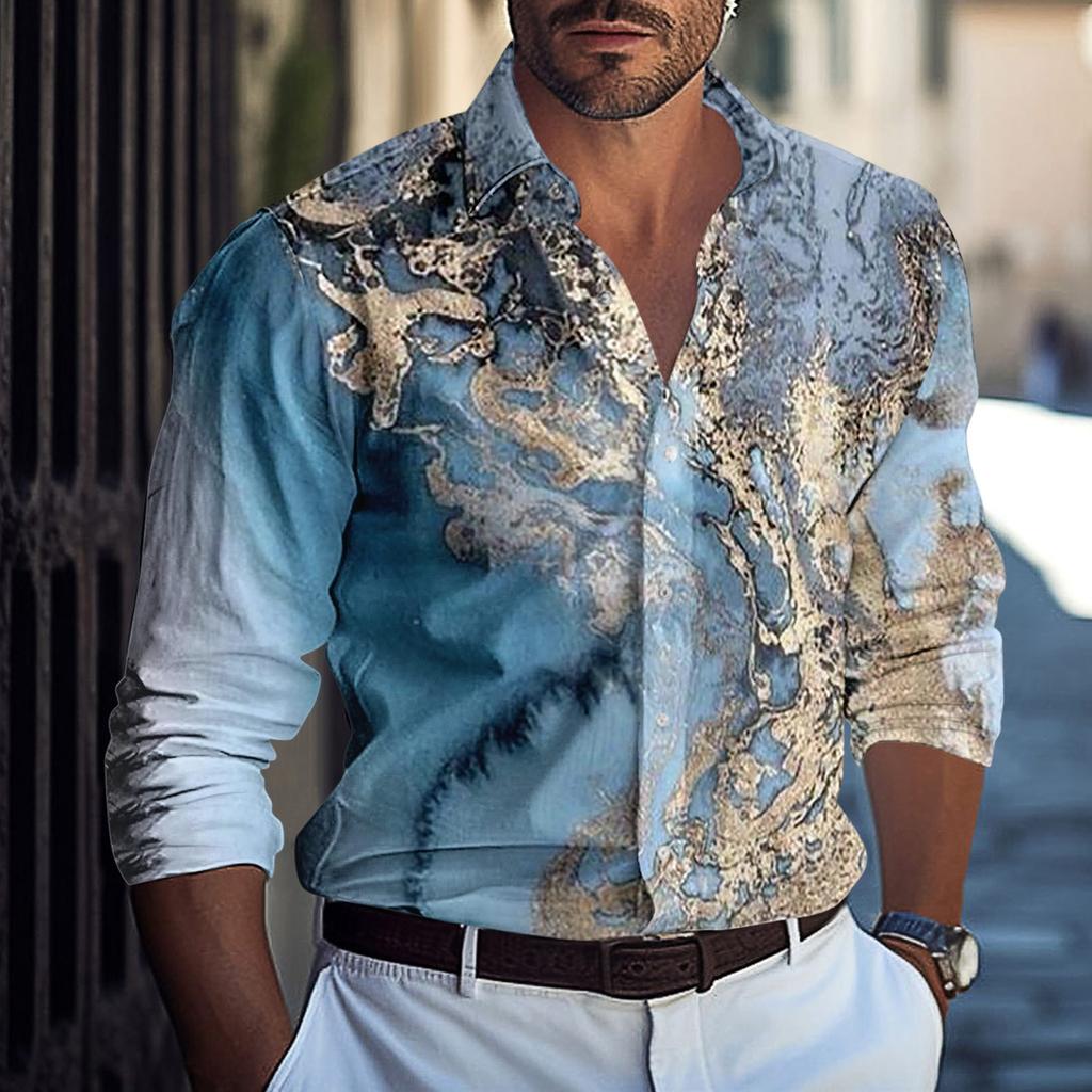 Мужская летняя новая свободная рубашка с длинным рукавом с принтом, кардиган, пляжная рубашка