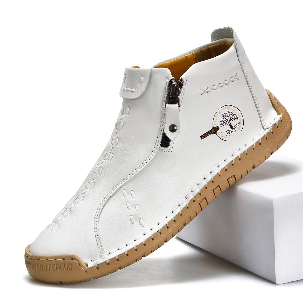 Новые классические мужские туфли ручной работы из кожи, кроссовки на молнии для отдыха на открытом воздухе, дышащие повседневные туфли, кожаные мужские ботильоны