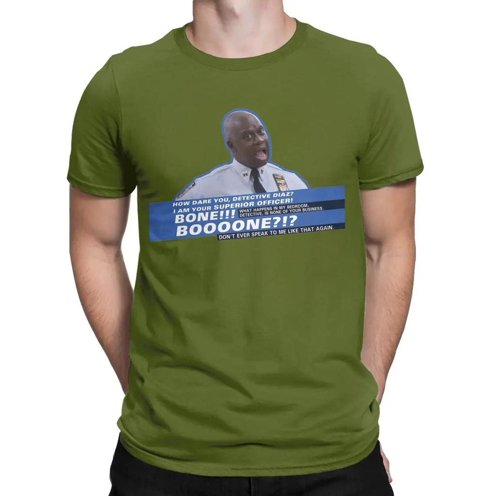 Vintage Brooklyn Nine Nine BONE T-Shirts for Men O Neck 100% Cotton T Shirts Captain Holt Short Sleeve Tees Printed Tops