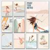 Minimalism Beach Surfing Boho Posters Pink Beach Summer Coastal Prints Canvas Painting Wall Art Pictures Home Living Room Decor