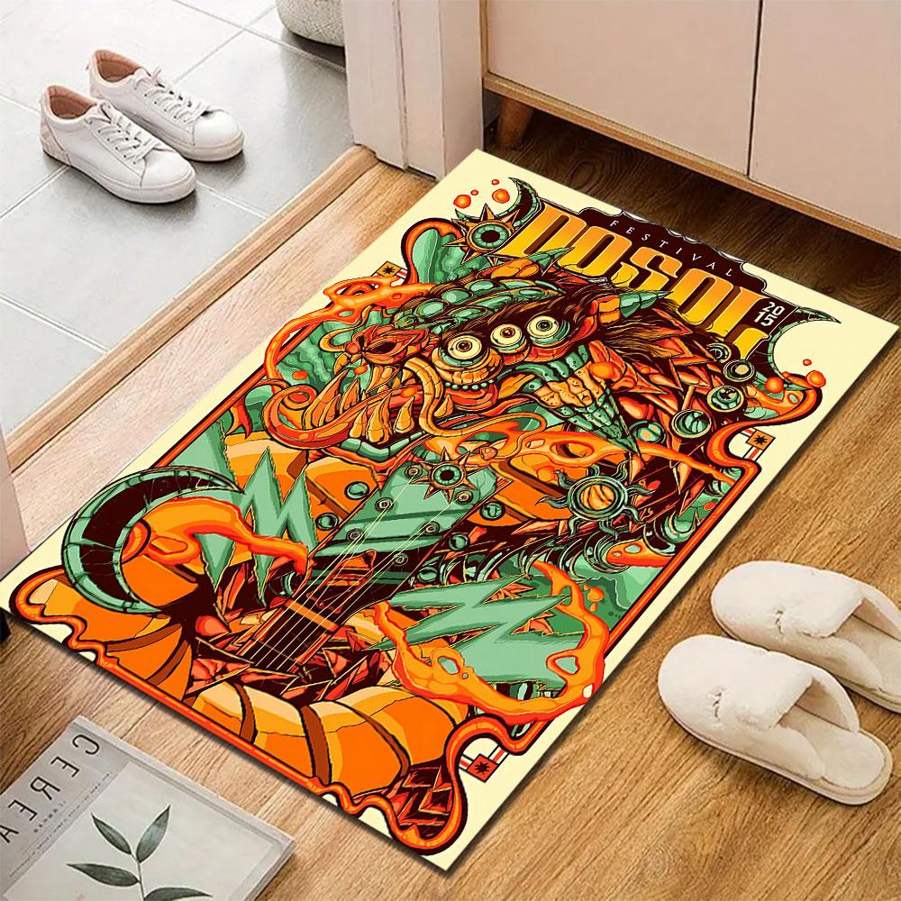 "Colorful Festival Monster Guitar Art" Patterned carpet, suitable as a non slip play mat for the living room and bedroom sofa
