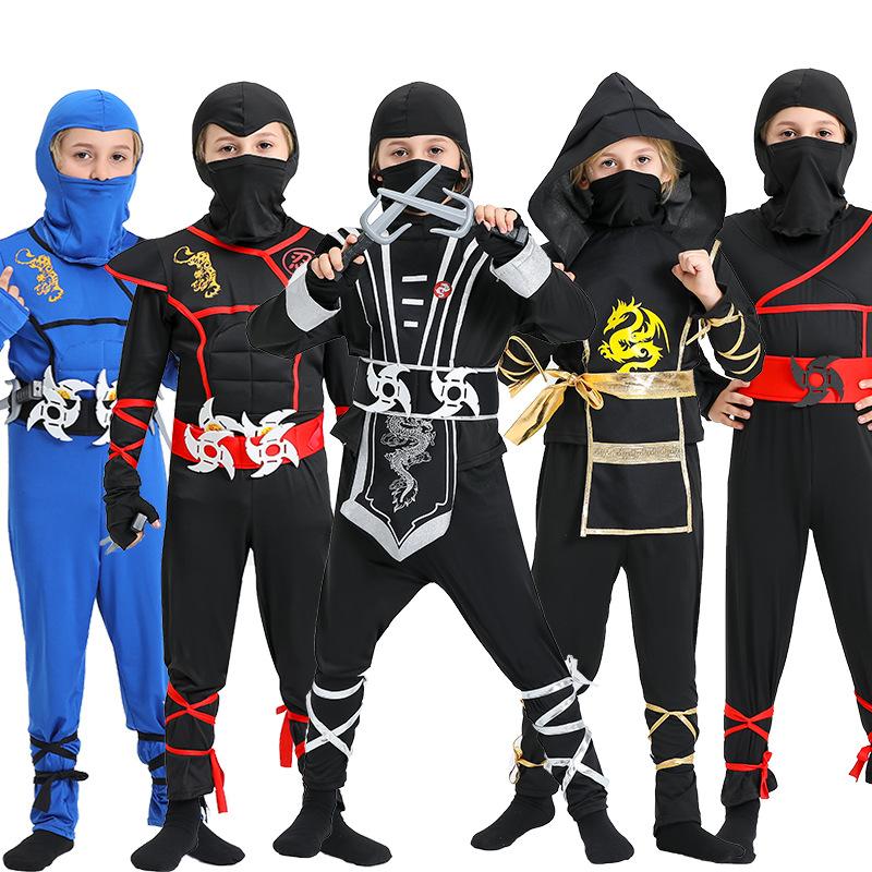 New Kids Cosplay Costume Naruto Anime Performance Outfit Samurai Ninja Clothing Halloween Role Play Set