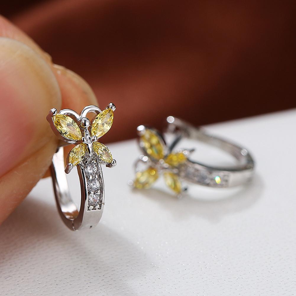 1 пара милых серег-капель серебряного цвета в форме бабочки, серьги-подвески огранки «маркиз», синие, белые, красные, зеленые, с камнями, висячие серьги, ювелирные изделия для свадебной вечеринки