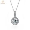 Классический 100% серебро 925 пробы VVS1 3EX D Цвет 1CT 6,5 мм круглой огранки настоящий муассанит с бриллиантом и драгоценным камнем кулон ожерелье ювелирные изделия GRA