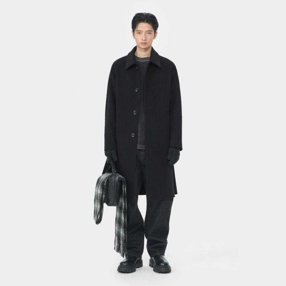 CuStomellow Men S Black caShmere Blended Balmacaan Coat Cwcaw25611bkx