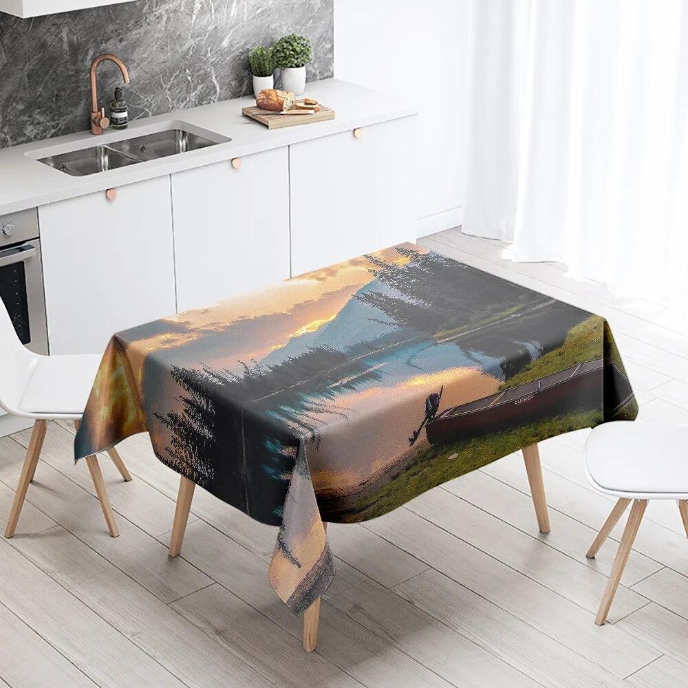 Пейзажная скатерть с природными пейзажами, противообрастающая и водонепроницаемая прямоугольная кухонная, обеденная, украшение для дома