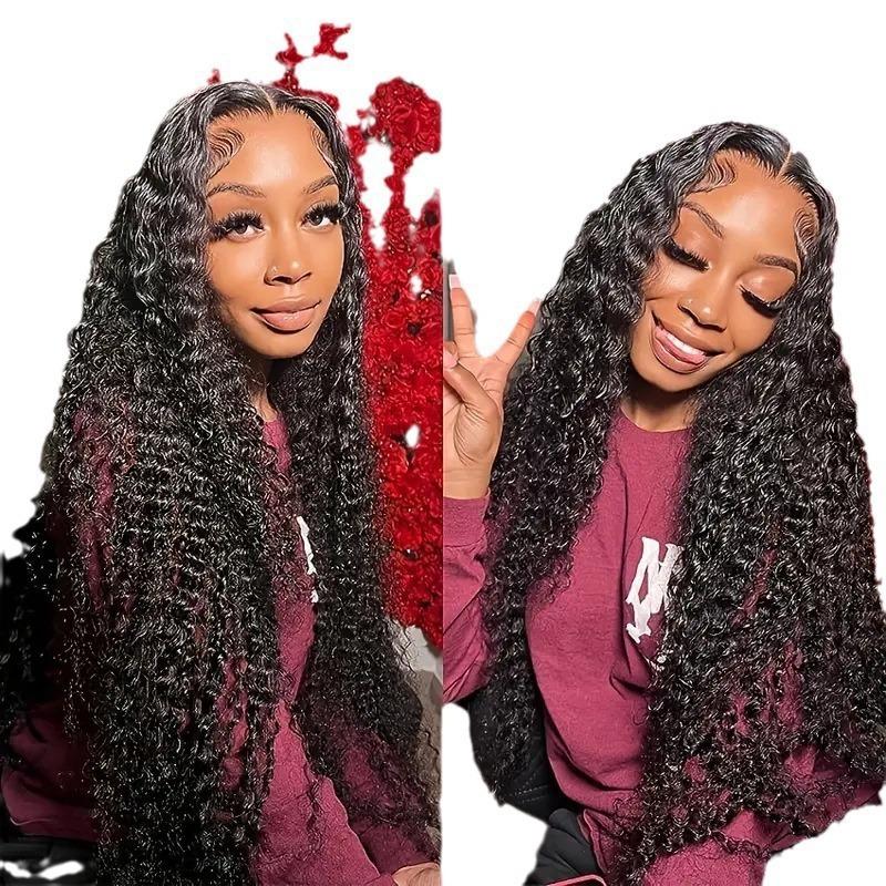 Front lace African small curl ladies wig loose deep wave long curly hair front lace wig headgear