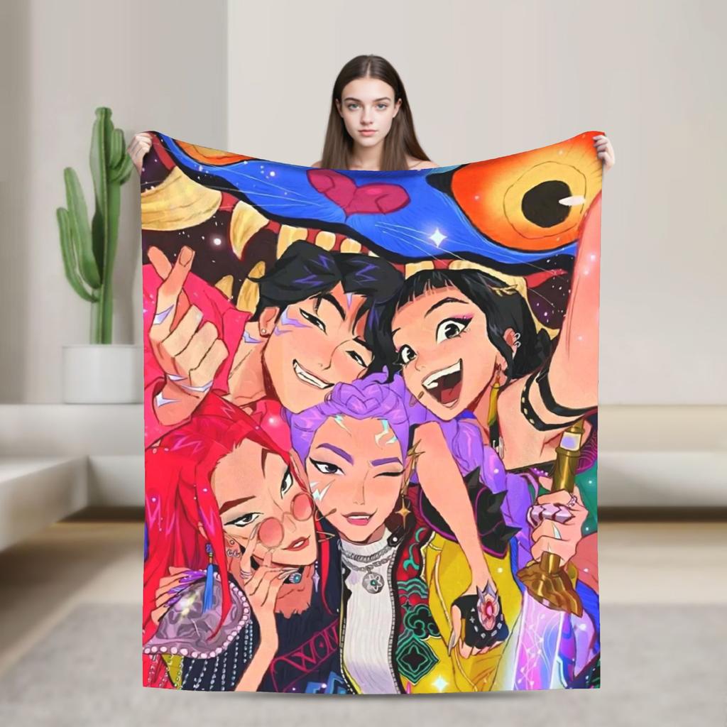 K-KPop Demons Hunters Blanket Soft Fluffy Plush Throw Blanket For Children Living Room Flannel Bedspread Bed Cover