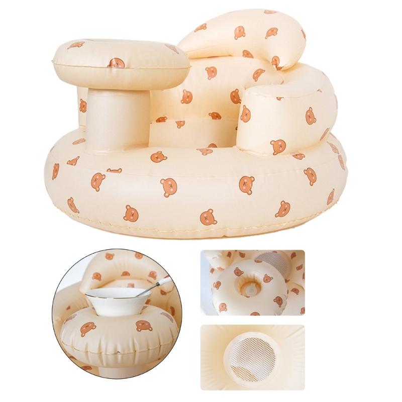 Детское кресло для обучения плаванию, надувное и складное, детский табурет для купания, с мультяшным рисунком медведя, детское кресло для игр в бассейне