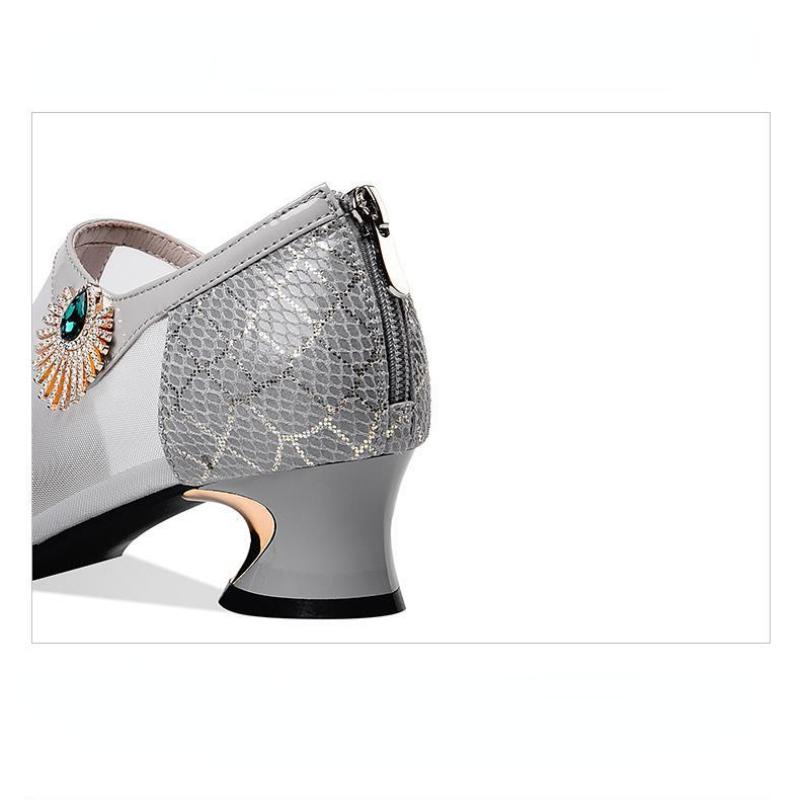 Сандалии, женские летние туфли с острым носком, сетчатые полые туфли, женская обувь со стразами