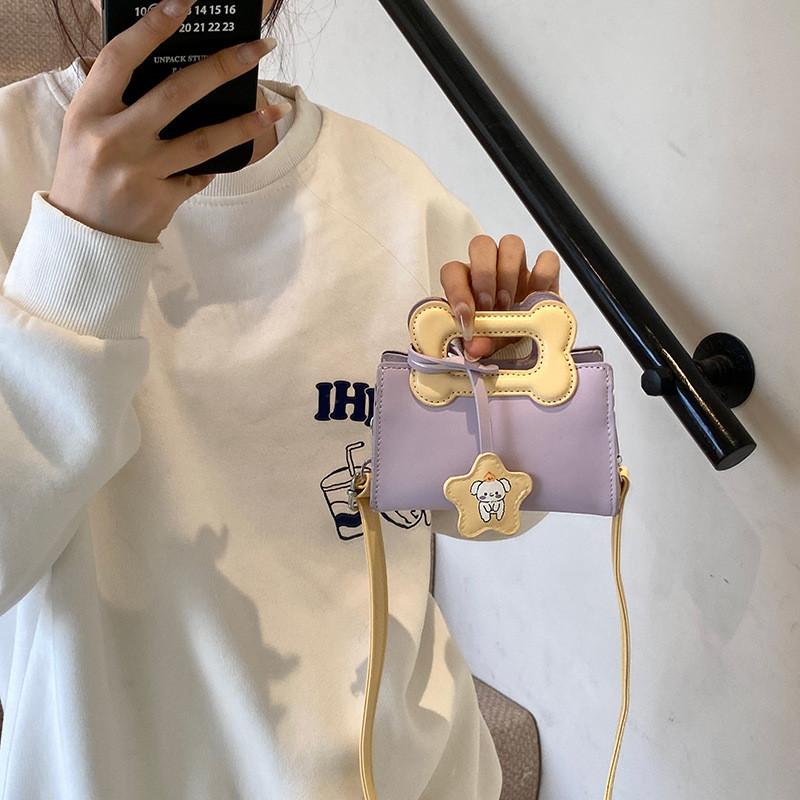 Cute Geometric Pattern Kids Shoulder Bag In Vibrant Color Block For Preschoolers