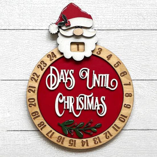 Рождественский адвент-календарь, праздничный деревянный календарь обратного отсчета Санта-Клауса для украшения дома для отдыха