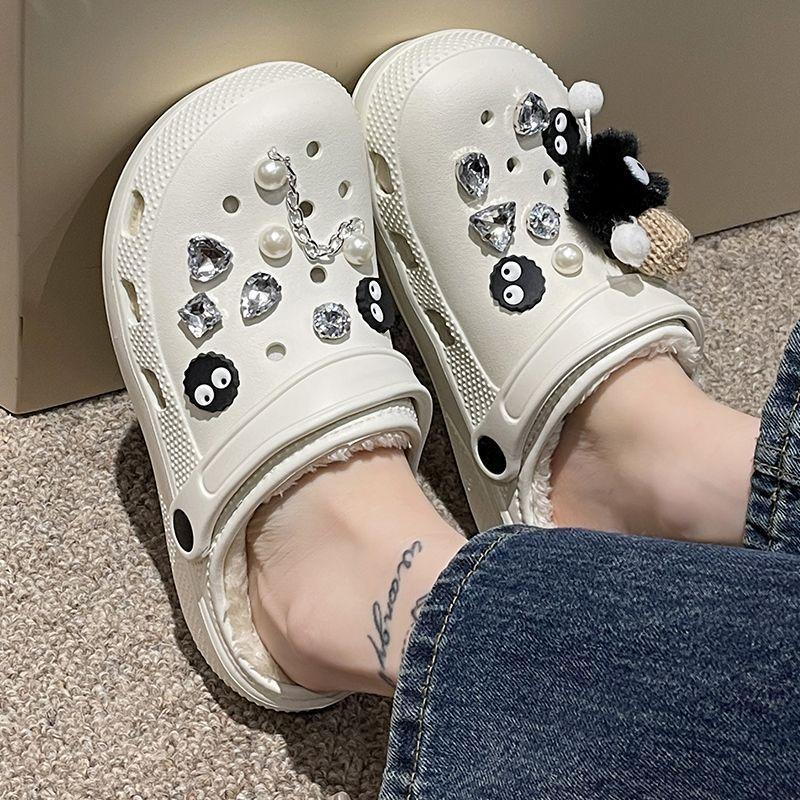 Хлопковые туфли с отверстием для шнурка женские осенне-зимние новые милые маленькие брикеты верхняя одежда толстая подошва теплый бархат сделай сам зима